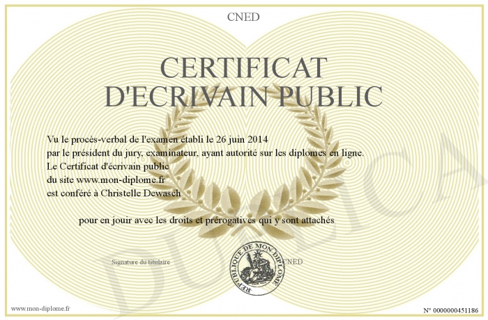 diplome universitaire ecrivain public